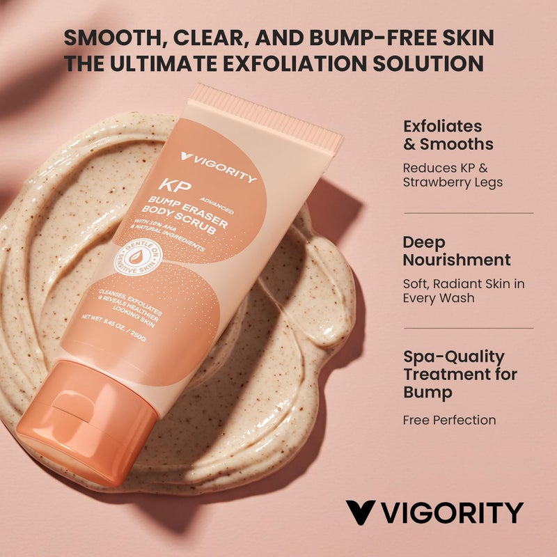 VIGORITY KP Bump Eraser Body Scrub - Keratosis Pilaris Treatment for Strawberry Legs, Chicken Skin - Exfoliating Body Scrub for Women & Men - Image 2
