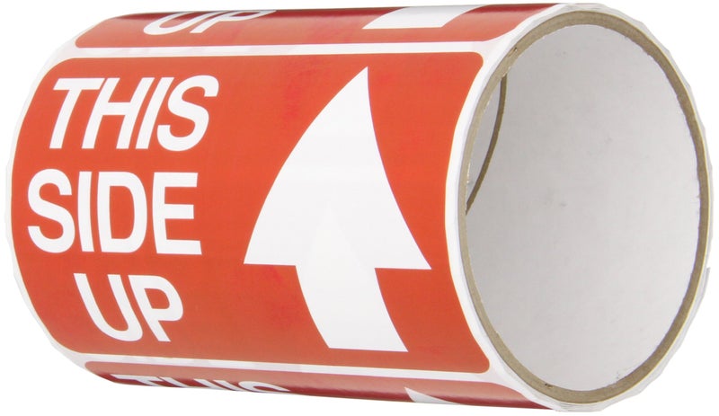TapeCase - SHIPLBL-088-50 SHIPLBL-088 Printed Red Labelling Tape - (Pack of 50) Adhesive Sticker Tape with White “This Side up” Lettering. Labels and Adhesives