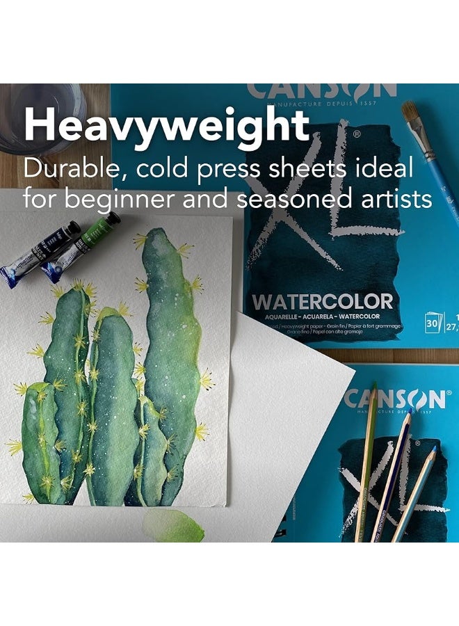Canson XL Series Watercolor Pad, Heavyweight White Paper, Foldover Binding, 30 Sheets, 9x12 inch - Image 3