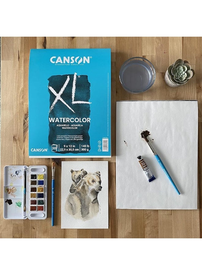 Canson XL Series Watercolor Pad, Heavyweight White Paper, Foldover Binding, 30 Sheets, 9x12 inch - Image 4