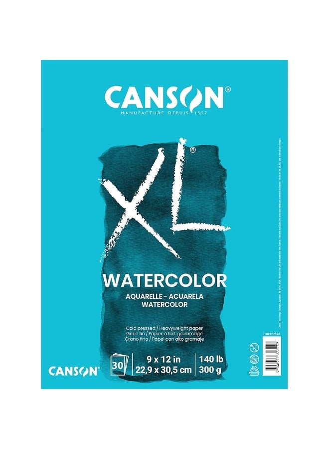 Canson XL Series Watercolor Pad, Heavyweight White Paper, Foldover Binding, 30 Sheets, 9x12 inch - Image 5