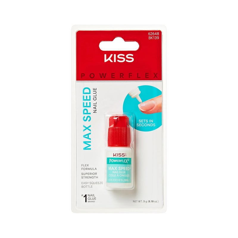 كيس غراء أظافر KISS PowerFlex Maximum Speed للأظافر المضغوطة، تركيبة مرنة فائقة القوة للالتصاق، تشمل زجاجة واحدة بحجم 3 جرام (0.10 أونصة) مع غطاء لولبي وطرف فوهة للضغط والتطبيق. - Image 1