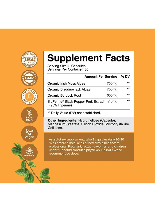 Nature's Craft Organic Irish Sea Moss Capsules - Sea Moss and Bladderwrack Capsules with Burdock Root Superfood Blend  - Image 3