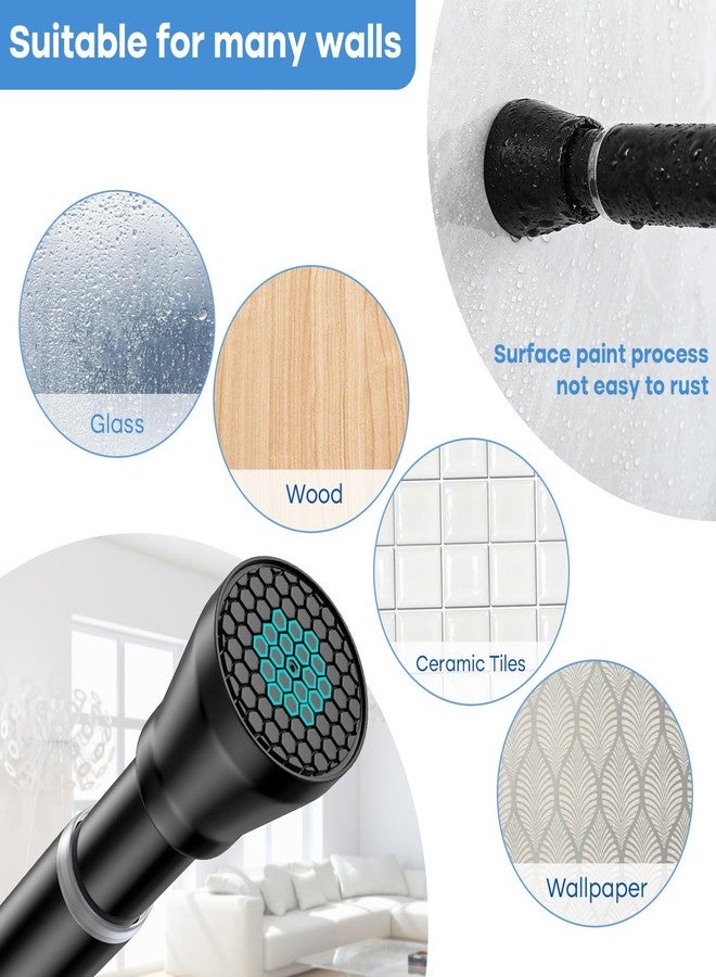 QINGYUN Shower Curtain Rod 45-75 Inch Black Shower Rod Tension Rod Adjustable Curtain Rod No Drilling Tension Curtain Rod Shower Rods for Bathroom Tension Shower Curtain Rod - Image 4