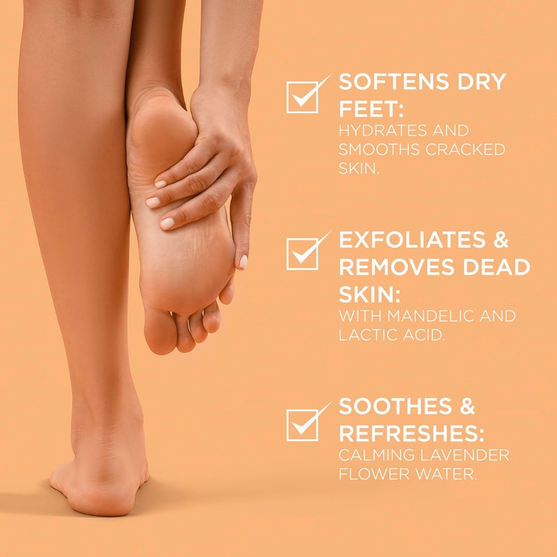 Lee Beauty Professional قناع تقشير القدمين من لي بيوتي (4 عبوات) - قناع للقدمين الجافتين والمتشققتين مع اللافندر وحمض اللاكتيك وحمض الماندليك - يزيل الجلد الميت قناع تقشير القدمين (4 أزواج) - Image 5