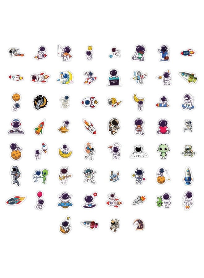 NIBEMINENT 60 Pcs Cartoon Astronaut Deco Kit Waterproof Stickers, High Definition Printing Bright Colors, Suitable for Laptop Skateboard Luggage Water Bottle Guitar DIY - Image 1