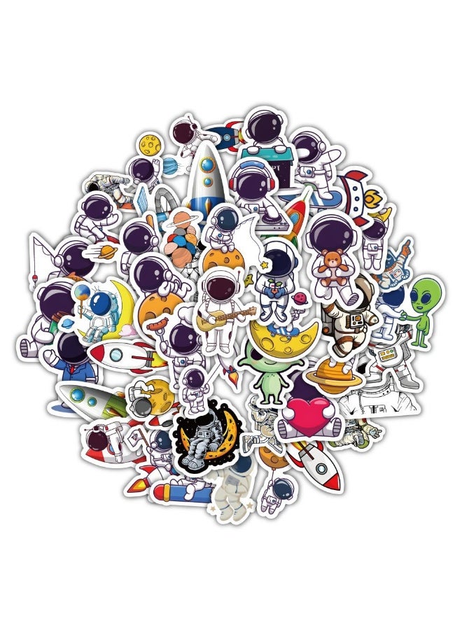 NIBEMINENT 60 Pcs Cartoon Astronaut Deco Kit Waterproof Stickers, High Definition Printing Bright Colors, Suitable for Laptop Skateboard Luggage Water Bottle Guitar DIY - Image 3
