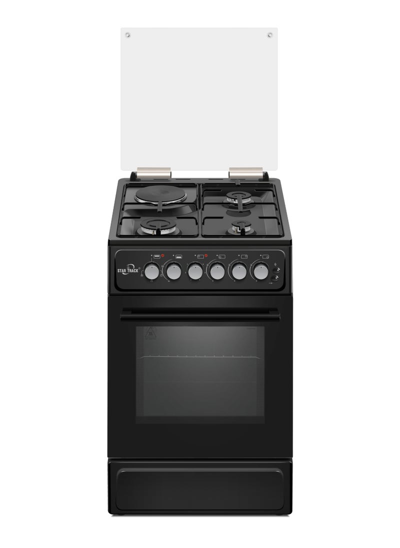 STAR TRACK Freestanding Gas Cooker 3 Burner Full Safety  Stainless Steel Cooker Gas Oven with Automatic Ignition, Silver, 50 * 60 cm Made in Turkey 