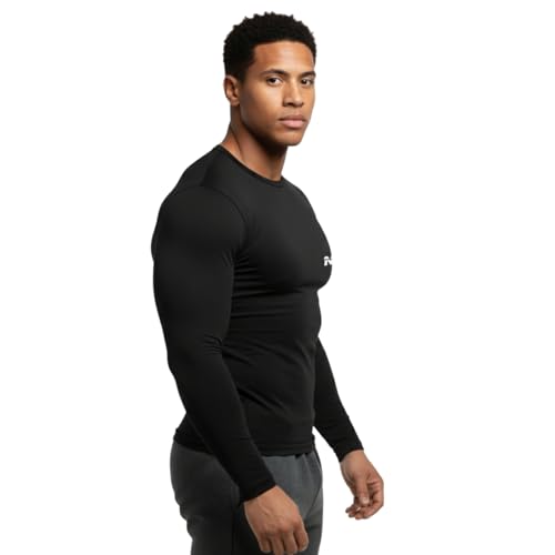 NINQ Men Polyester Spandex Men's Sports Running Set Compression Shirt + Pants Skin-Tight Long Sleeves Quick Dry Fitness Tracksuit Gym Yoga Suits (BLACK2, XL) - Image 4