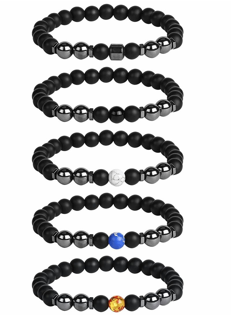 SYOSI Anti Swelling Obsidian Anklet 5 Pieces Antianxiety Adjustable Beads Bracelet for Men Women Gift  - Image 1