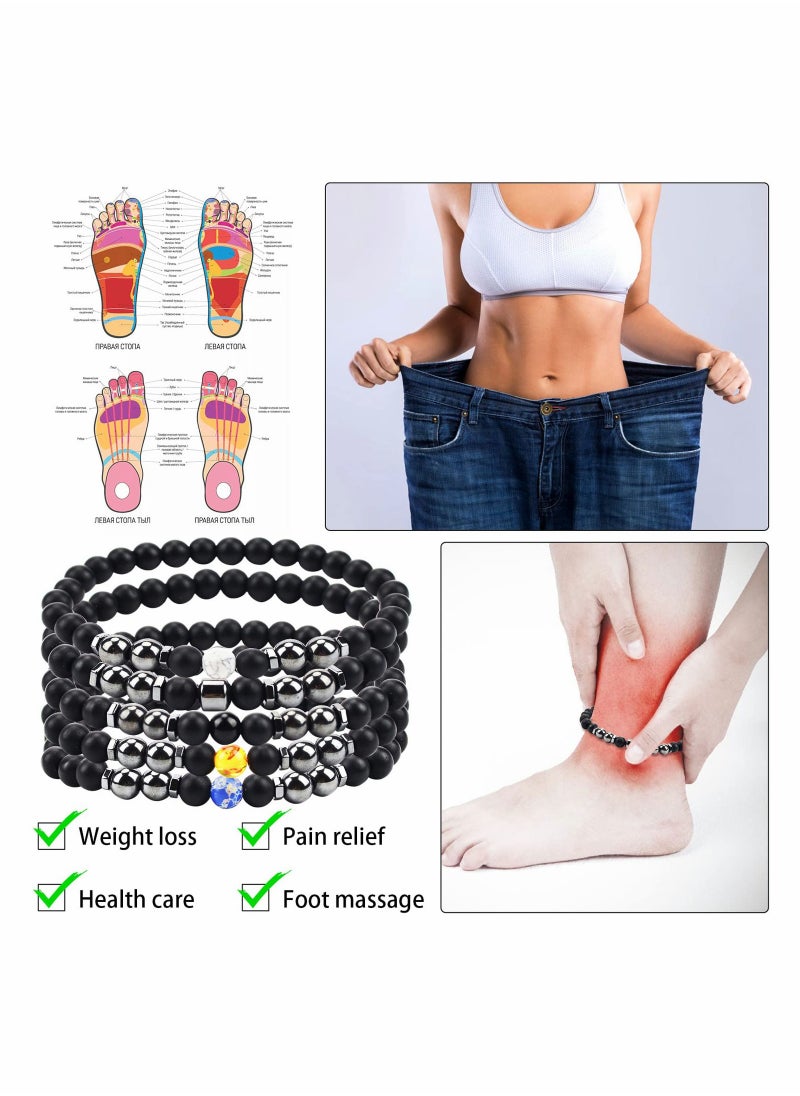 SYOSI Anti Swelling Obsidian Anklet 5 Pieces Antianxiety Adjustable Beads Bracelet for Men Women Gift  - Image 4