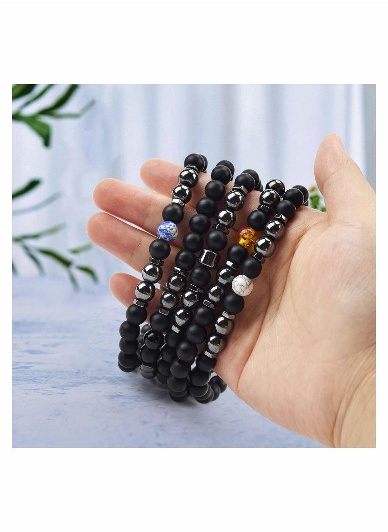 SYOSI Anti Swelling Obsidian Anklet 5 Pieces Antianxiety Adjustable Beads Bracelet for Men Women Gift  - Image 2