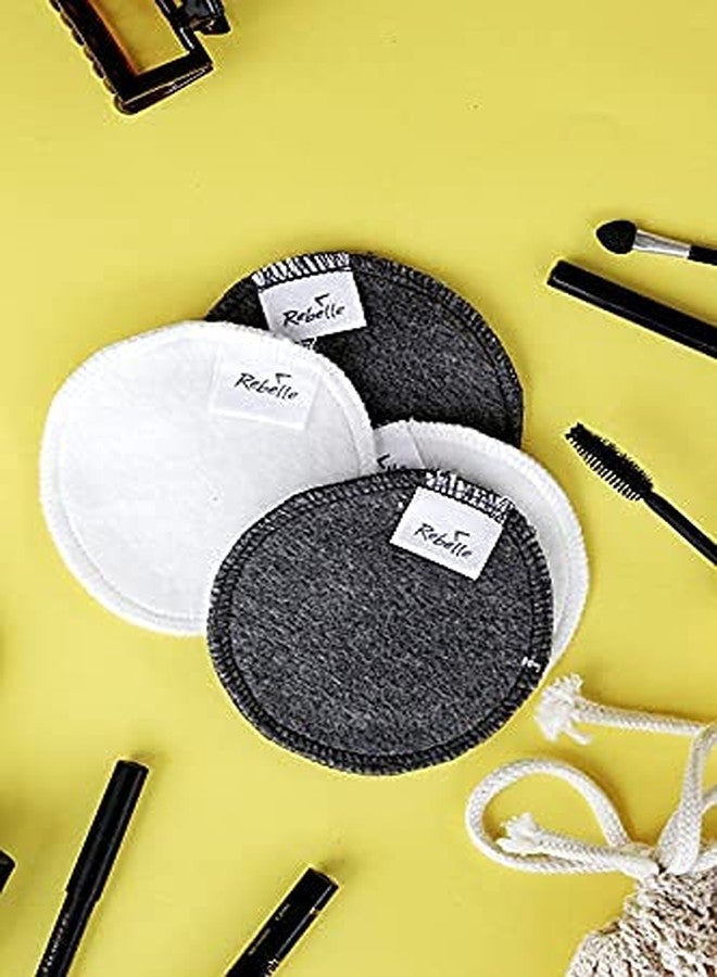 ريبيل (عبوة من 12 قطعة) مناديل إزالة المكياج القابلة لإعادة الاستخدام المصنوعة من القطن والخيزران | وسادات تنظيف الوجه لإزالة المكياج - Image 2