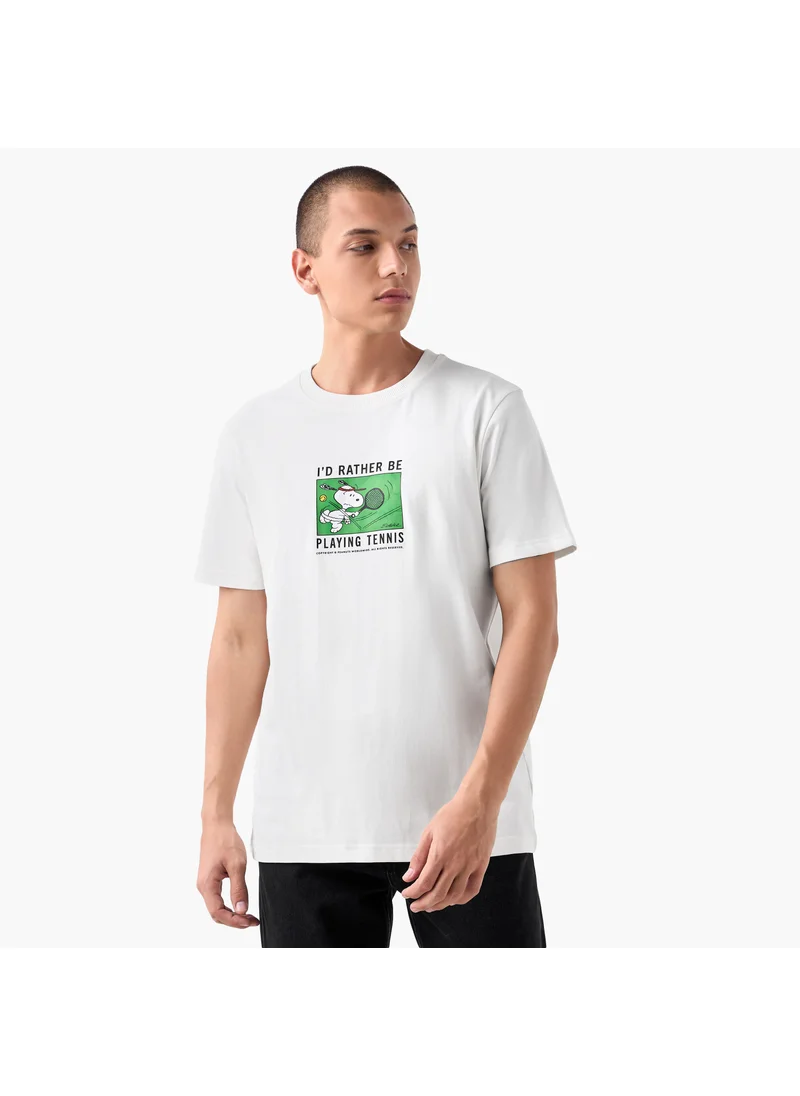 FAV Snoopy Print T-shirt with Crew Neck