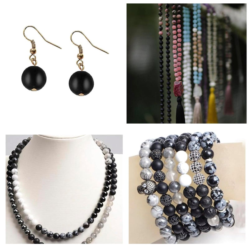 NITOPUPU 100Pcs 8mm Matte Black Onyx Agate Stone Beads for Jewelry Making, Natural Round Loose Gemstone Bead for Necklace Bracelets,Crafts for Adults with Crystal Stretch Cord - Image 5