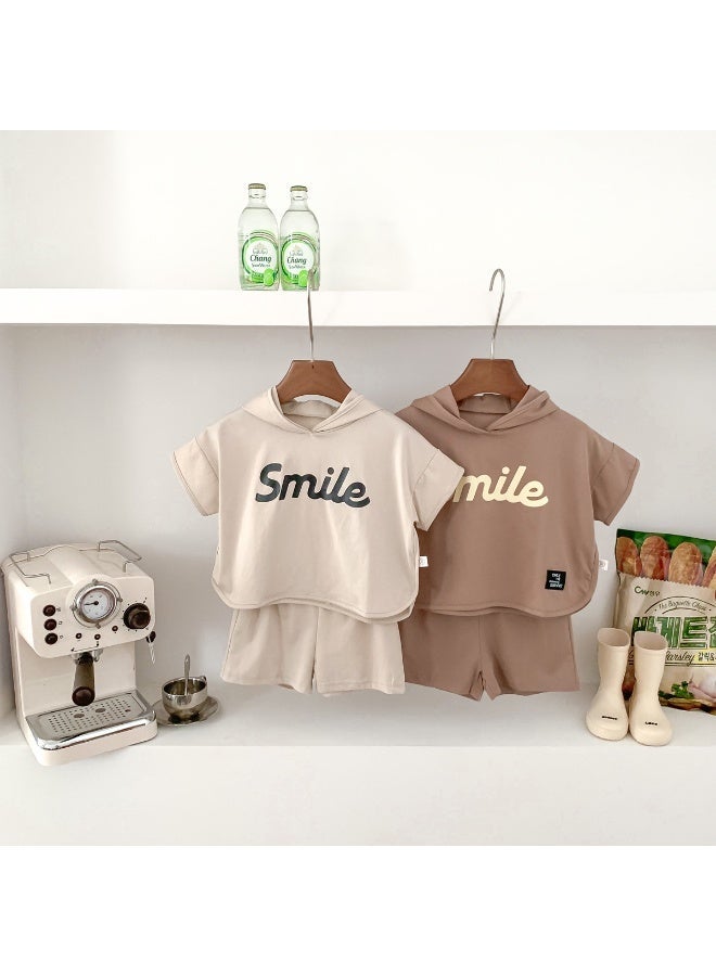 DOOKOO 2 Piece Comortable Clothing Set for Toddler Boys, High-quality Hooded Hoodie and Shorts Set, Stylish Summer Outfit with Short Sleeve Top and Elastic Waist Short Pants - Image 2