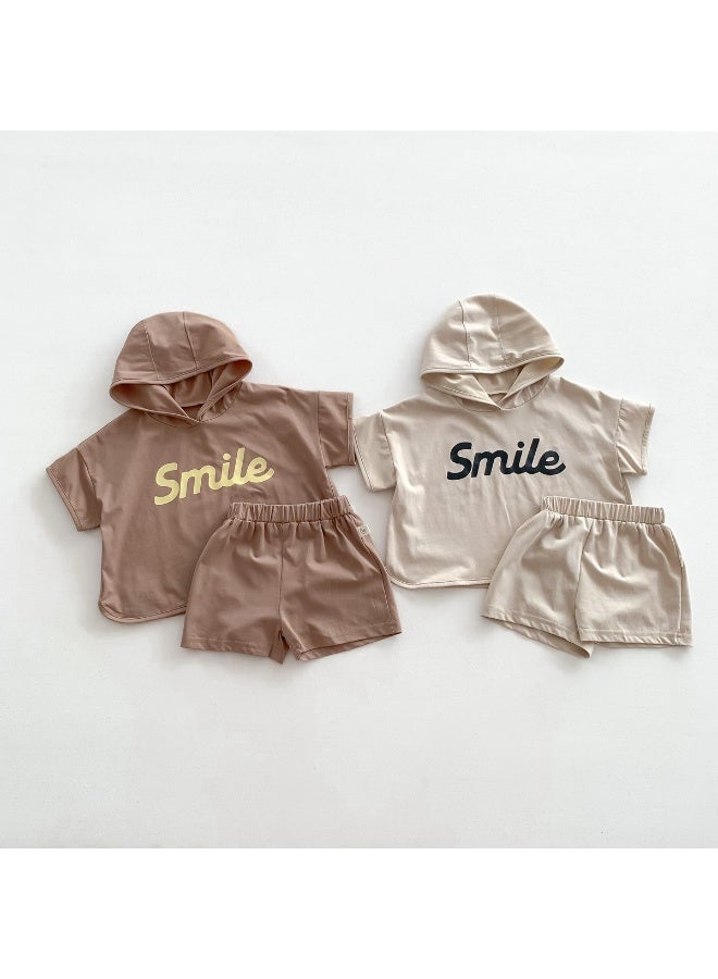 DOOKOO 2 Piece Comortable Clothing Set for Toddler Boys, High-quality Hooded Hoodie and Shorts Set, Stylish Summer Outfit with Short Sleeve Top and Elastic Waist Short Pants - Image 3