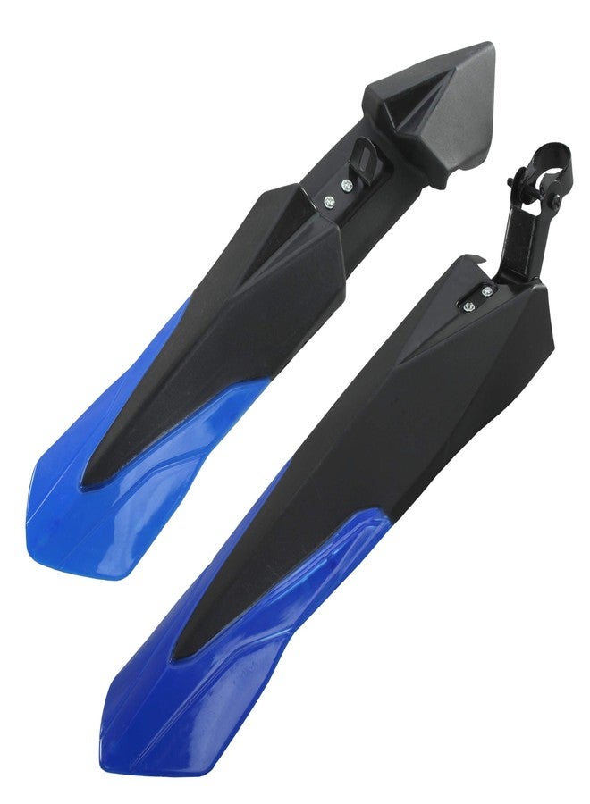 ShivExim® Bicycle Dual Tone Front & Rear Mudguard, Black-Red Clip-on Fender Full Length Front & Rear Fender (Blue) - Image 1