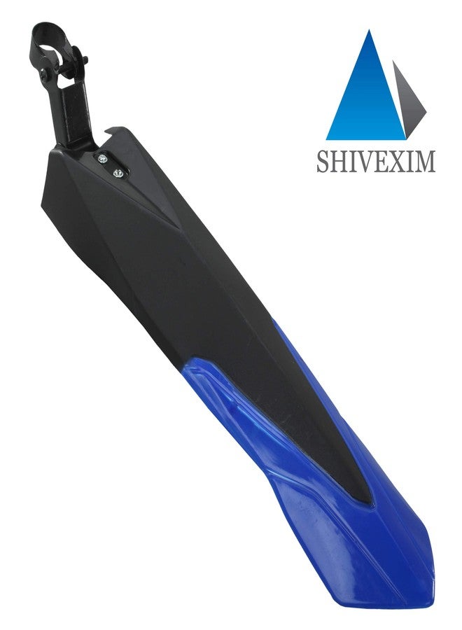 ShivExim® Bicycle Dual Tone Front & Rear Mudguard, Black-Red Clip-on Fender Full Length Front & Rear Fender (Blue) - Image 5