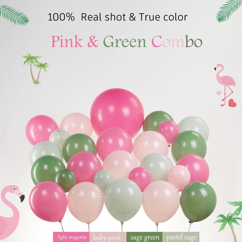 kozee Pink and Green Balloon Arch Garland Kit 154pcs Sage Green and Pastel Pink Balloons for Girls baby in bloom Baby Shower Woodland Safari wild one Baptism Birthday summer tropical Party Decorations - Image 2