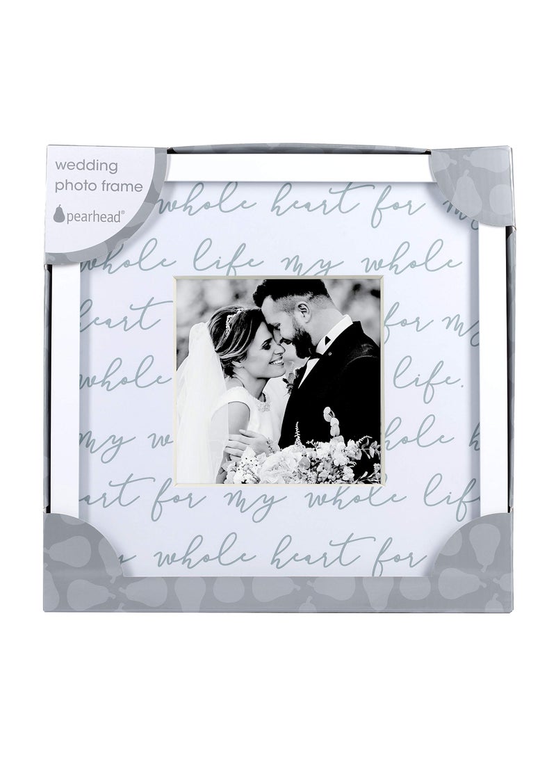 pearhead Pearhead Wedding Script Picture Frame  Newlyweds Gift  Wedding Registry  Bridal Shower Gift  White  - Image 4