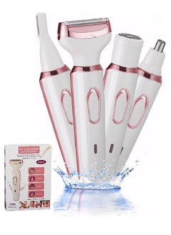 ETG Electric Razors for Women, 4 in 1 Electric Women Shaver, Hair Removal Epilators for Leg Face Arm Bikini Armpit Pubic Hair, Cordless Rechargeable Portable Women's Bikini Trimmers, White  - Image 1