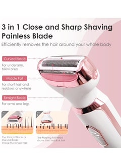ETG Electric Razors for Women, 4 in 1 Electric Women Shaver, Hair Removal Epilators for Leg Face Arm Bikini Armpit Pubic Hair, Cordless Rechargeable Portable Women's Bikini Trimmers, White  - Image 4