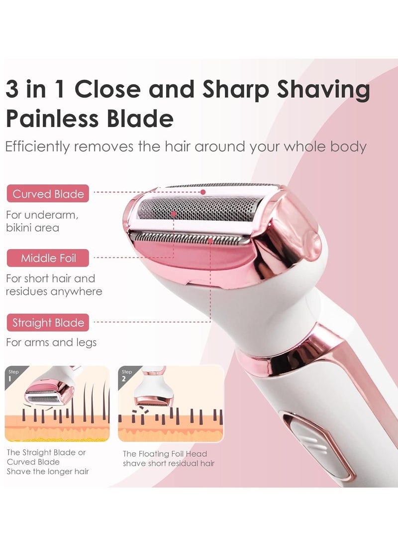 ETG Electric Razors for Women, 4 in 1 Electric Women Shaver, Hair Removal Epilators for Leg Face Arm Bikini Armpit Pubic Hair, Cordless Rechargeable Portable Women's Bikini Trimmers, White  - Image 4
