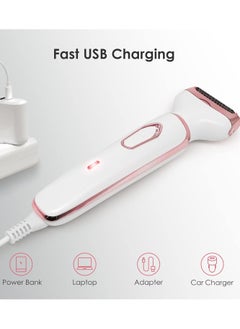 ETG Electric Razors for Women, 4 in 1 Electric Women Shaver, Hair Removal Epilators for Leg Face Arm Bikini Armpit Pubic Hair, Cordless Rechargeable Portable Women's Bikini Trimmers, White  - Image 3