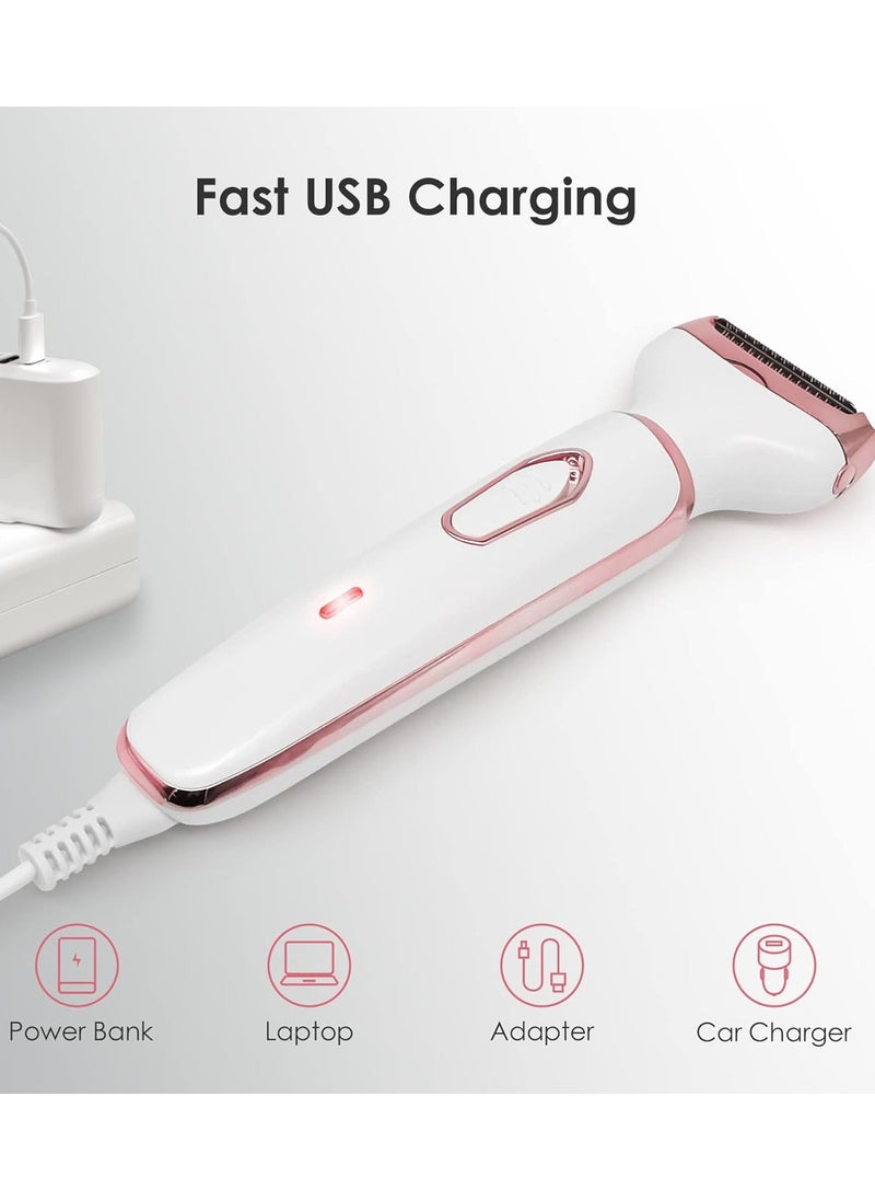 ETG Electric Razors for Women, 4 in 1 Electric Women Shaver, Hair Removal Epilators for Leg Face Arm Bikini Armpit Pubic Hair, Cordless Rechargeable Portable Women's Bikini Trimmers, White  - Image 3