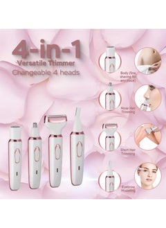 ETG Electric Razors for Women, 4 in 1 Electric Women Shaver, Hair Removal Epilators for Leg Face Arm Bikini Armpit Pubic Hair, Cordless Rechargeable Portable Women's Bikini Trimmers, White  - Image 2
