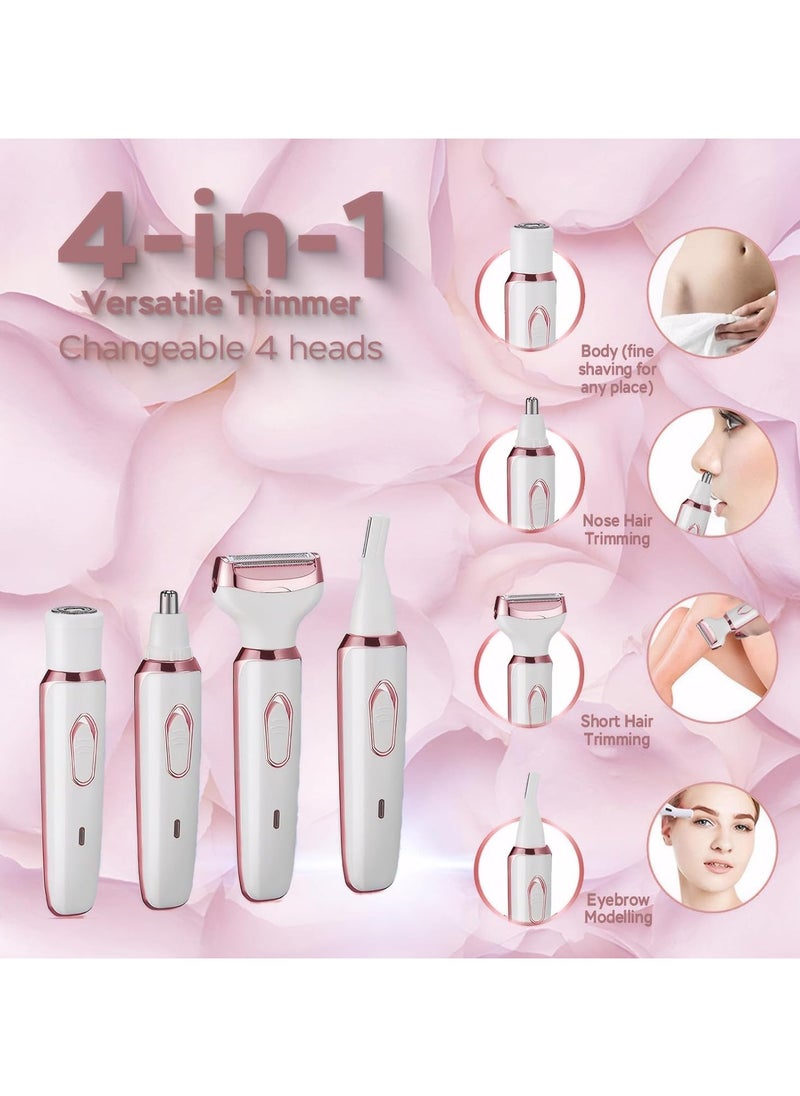 ETG Electric Razors for Women, 4 in 1 Electric Women Shaver, Hair Removal Epilators for Leg Face Arm Bikini Armpit Pubic Hair, Cordless Rechargeable Portable Women's Bikini Trimmers, White  - Image 2