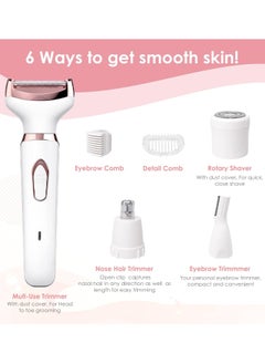 ETG Electric Razors for Women, 4 in 1 Electric Women Shaver, Hair Removal Epilators for Leg Face Arm Bikini Armpit Pubic Hair, Cordless Rechargeable Portable Women's Bikini Trimmers, White  - Image 5