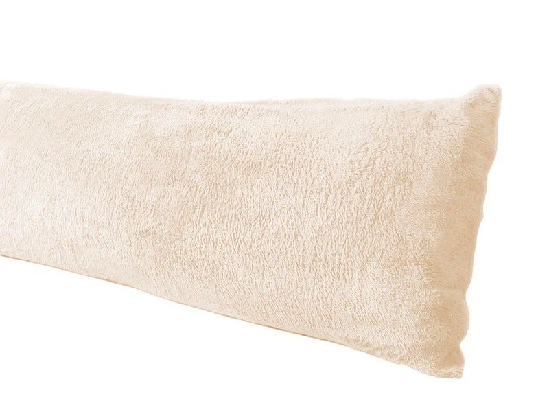 AUCOCU Extra Soft Body Pillow Cover SherpaMicroplush Material 20x54 Inches Zipper Closure Cream 