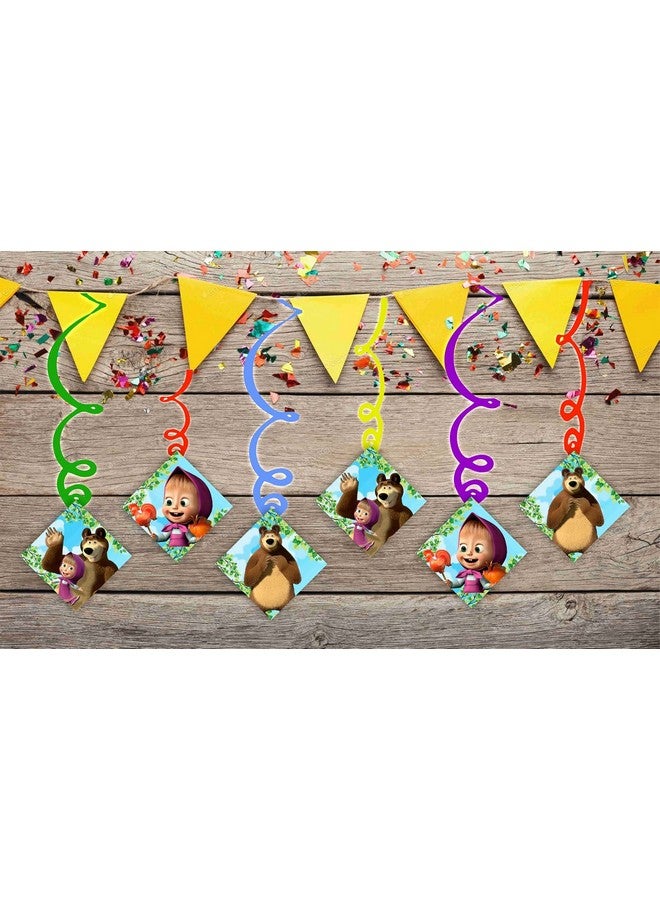 بالونيستيكس مجموعة لافتة عيد ميلاد سعيد مع زخارف دائرية من Balloonistics بتصميم الدب وميشا، لافتة للأطفال معلقة لتزيين أعياد الميلاد وخلفية لالتقاط الصور وحفلة مميزة (لافتة واحدة و6 زخارف دائرية) - Image 4