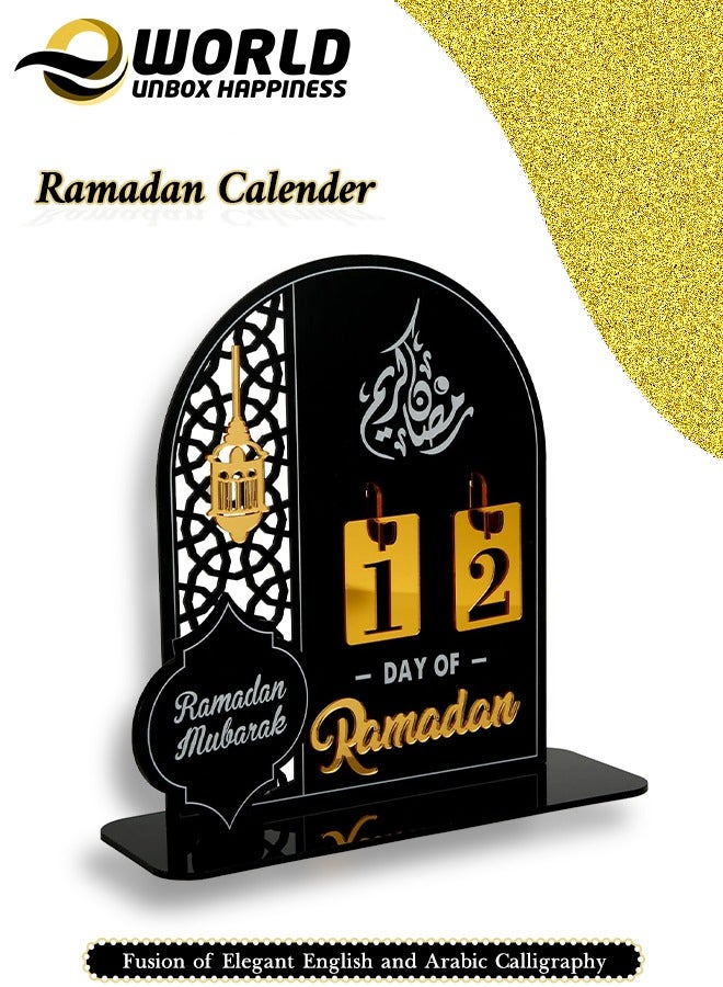 Eworld Ramadan Wooden Advent Calendar, Elegant Countdown Decoration with Acrylic Craft Ornaments for Home, Eid Celebrations, and Kids' Gifts, Featuring a 30-Day Countdown - Image 1