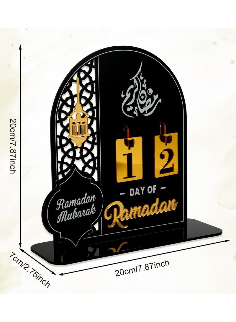 Eworld Ramadan Wooden Advent Calendar, Elegant Countdown Decoration with Acrylic Craft Ornaments for Home, Eid Celebrations, and Kids' Gifts, Featuring a 30-Day Countdown - Image 2