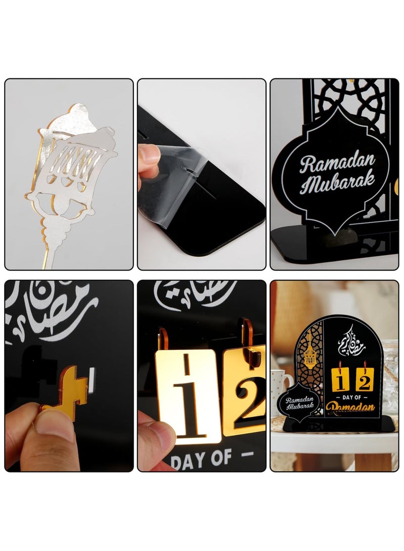 Eworld Ramadan Wooden Advent Calendar, Elegant Countdown Decoration with Acrylic Craft Ornaments for Home, Eid Celebrations, and Kids' Gifts, Featuring a 30-Day Countdown - Image 4