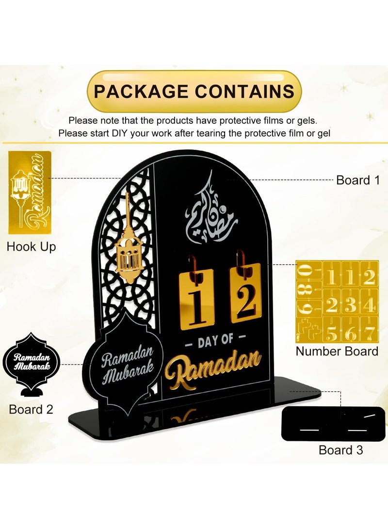 Eworld Ramadan Wooden Advent Calendar, Elegant Countdown Decoration with Acrylic Craft Ornaments for Home, Eid Celebrations, and Kids' Gifts, Featuring a 30-Day Countdown - Image 3