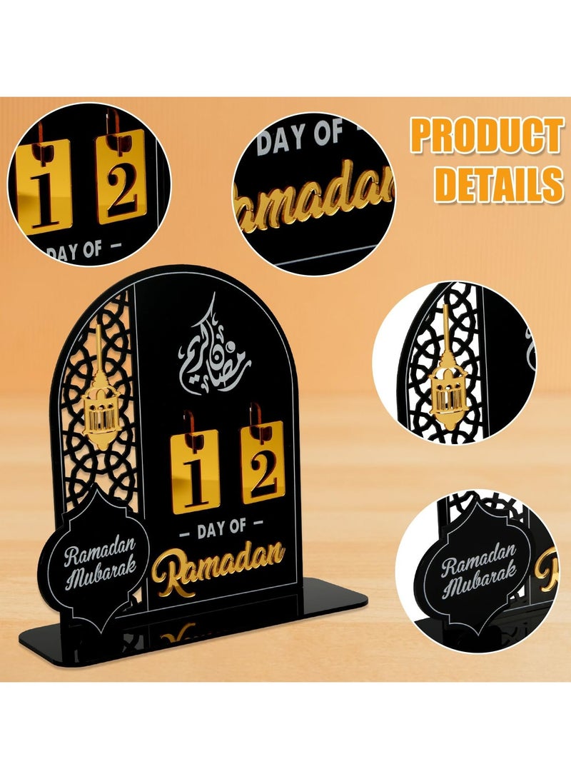Eworld Ramadan Wooden Advent Calendar, Elegant Countdown Decoration with Acrylic Craft Ornaments for Home, Eid Celebrations, and Kids' Gifts, Featuring a 30-Day Countdown - Image 5
