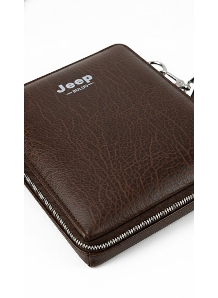 Jeep Bolso bandolera de piel sintética de lujo para hombre: ligero, práctico y versátil, color marrón. - Image 3
