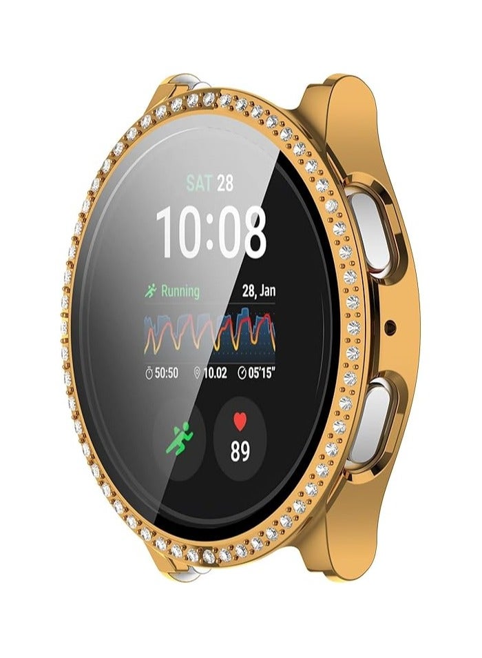 جراب Samsung Galaxy Watch 7 Bling - جراب واقٍ من الكريستال اللامع مرصع بأحجار الراين والماس، غطاء وجه صلب من البولي كربونات، مصد للصدمات لساعة 40 مم (ذهبي) - Image 1