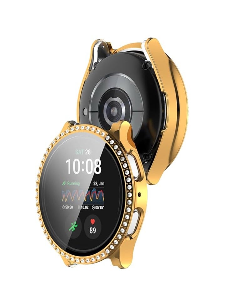 جراب Samsung Galaxy Watch 7 Bling - جراب واقٍ من الكريستال اللامع مرصع بأحجار الراين والماس، غطاء وجه صلب من البولي كربونات، مصد للصدمات لساعة 40 مم (ذهبي) - Image 3
