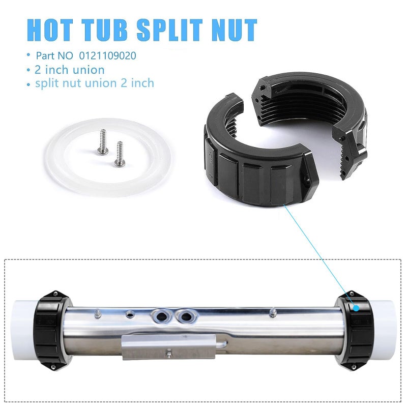 Split Nut Pair: Black Pump Union - Spa Hot Tub Repair Parts for DIY Spa Maintenance & Hot Tub Pump Repair - Image 3