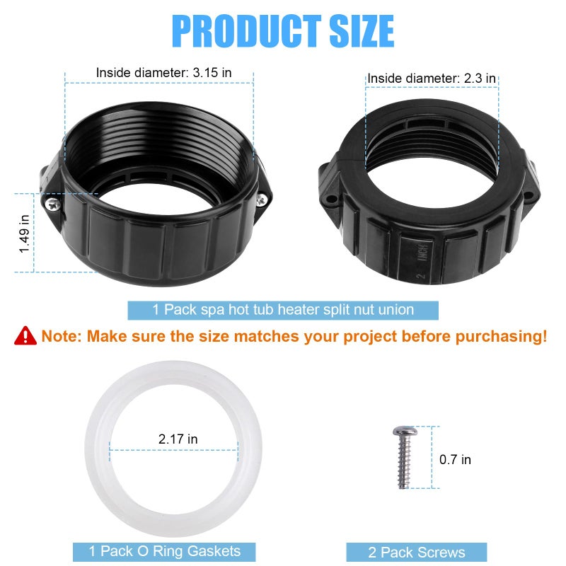 Split Nut Pair: Black Pump Union - Spa Hot Tub Repair Parts for DIY Spa Maintenance & Hot Tub Pump Repair - Image 2
