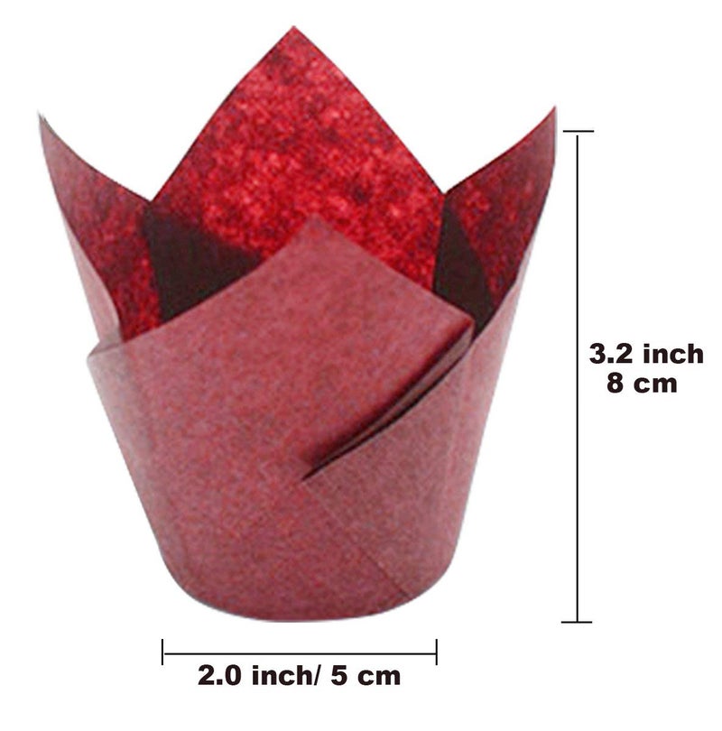 Aunifun 180 Pieces of Tulip Baking Paper Cups Cupcake Muffin Liners Pans Wrappers in 3 Colors, White, Natural, Brown - Image 2