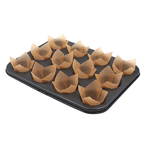 Aunifun 180 Pieces of Tulip Baking Paper Cups Cupcake Muffin Liners Pans Wrappers in 3 Colors, White, Natural, Brown - Image 5