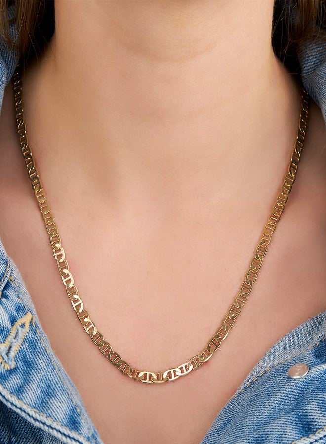 Barzel Mariner Chain Necklace for Women, 18K Gold Plated Mariner Chain Necklace (20 Inches, 5MM Gold) - Image 2