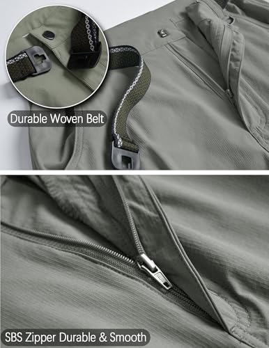 AREOUTS Men's Cargo Work Hiking Pants Lightweight Water Resistant Quick Dry Fishing Travel Camping Outdoor Breathable Multi Pockets Sage Green S - Image 3