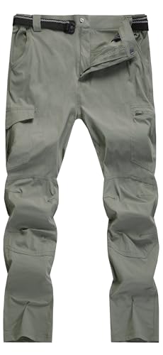 AREOUTS Men's Cargo Work Hiking Pants Lightweight Water Resistant Quick Dry Fishing Travel Camping Outdoor Breathable Multi Pockets Sage Green S - Image 2